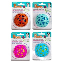 GEOMETRIC FETCH BALL, 3 COLOUR 2.75 inch PAWS