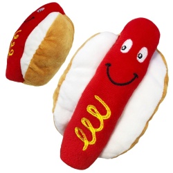 Pet Toy Hotdog Plush w/ Squeaker 6.7 Animoos"