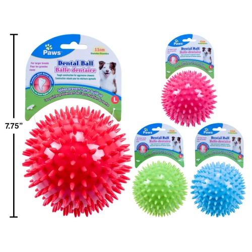 Round Dental Ball, 4.3 Dia. 4 colours - Paws
