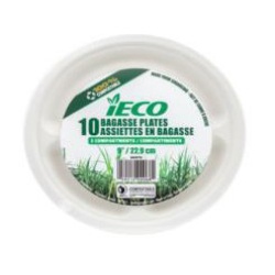 BAGASSE PLATE 9 3 COMPARTMENTS 10/PK iECO"