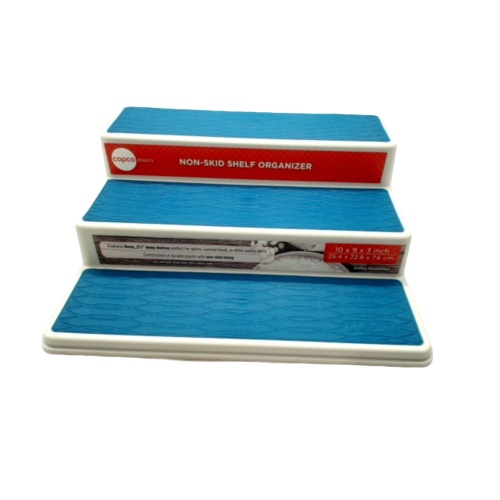 Non-Skid Shelf Organizer 3 Tier Blue 10 x 9