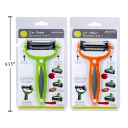 Peeler 3 in 1 serrated/standard/julienne blade with orange peeler and potato eye remover