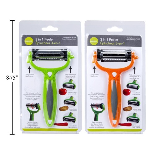 Peeler 3 in 1 serrated/standard/julienne blade with orange peeler and potato eye remover