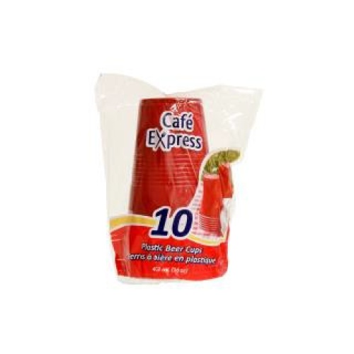 PLASTIC BEER CUPS 16oz RED/WHITE 10x48/CS CAFE EXPRESS