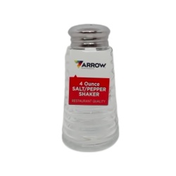 Salt/Pepper Shaker 4oz. Glass Restaurant Quality Arrow
