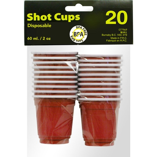 Shot Cup 2oz 59ml Red 20Pcs