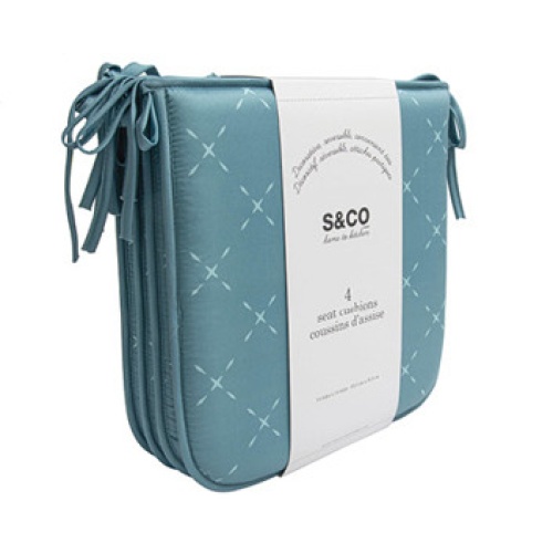 Chair pads aqua reversible printed bistro set of 4