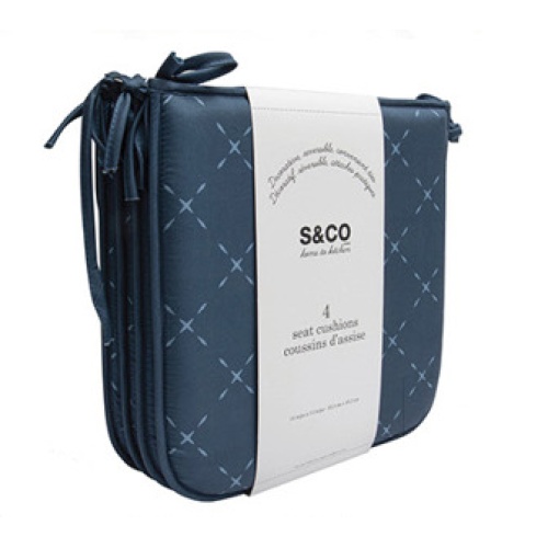 Chair pads navy reversible printed bistro set of 4