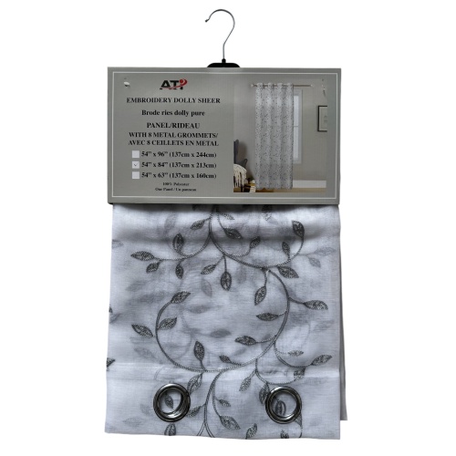 Curtain Sheer 54X84W/Gry Leaf