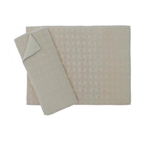 Dish Drying Mat 2Pk Basketweave Microfibre Beige 15 X 20