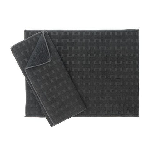 Dish Drying Mat 2Pk Basketweave Microfibre Grey 15 X 20