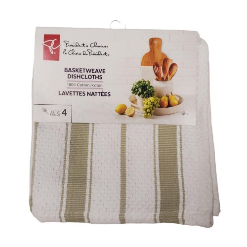 Dishcloths PC Basketweave 4pk 13x13 inch – Beige