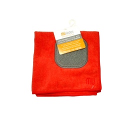 Microfiber Cloth w/Built-in Super Scrubber Red Mukitchen