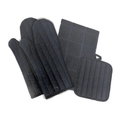Solid 4 pc kitchen sets - mitts, pot holder, towel denim