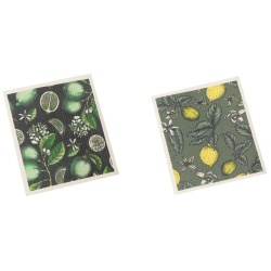 Swedish Dish Cloth Set Of 2 Lemon/lime Asstd 7.6 X 6.7" X 0.16"h"