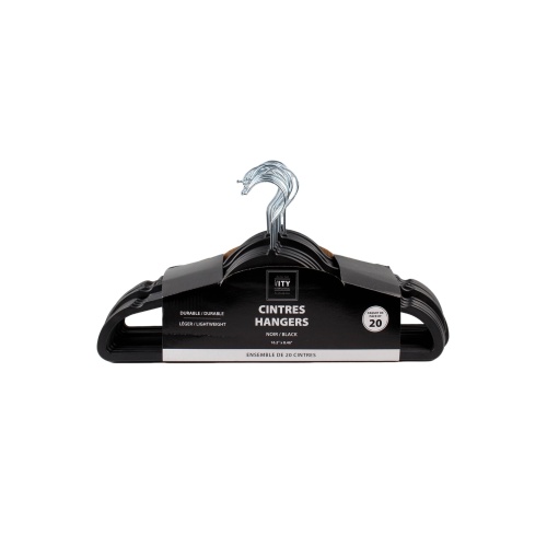 Plastic Clothes Hanger 20 Pack - Black