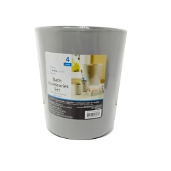 Bath Accessories Set 4pcs. Soft Silver Mainstays