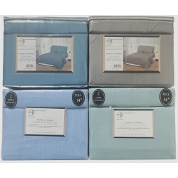 Full sheet set 1 flat 1 fitted 2 pillowcases asst colours solid