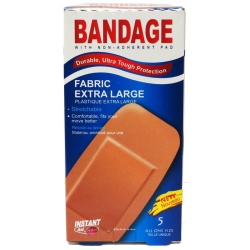 Bandage - fabric extra large 5 pack 50x100mm - instant aid