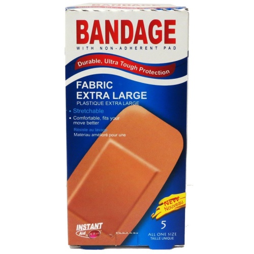 Bandage - fabric extra large 5 pack 50x100mm - instant aid