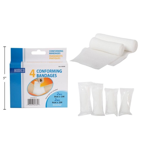 Conforming bandages 4 pack 2-8cmx2M 2-6cmx2M first-aid bodico