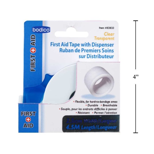 First aid tape with dispenser clear 2.5cmx4.5M first-aid bodico