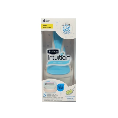 Ladies 4 Blade Razor Cucumber Scent Schick Intuition Fresh Mist