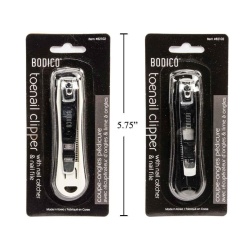 Toe Nail Clipper w/ Catcher, 82mm, 2col: blk&wht Bodico