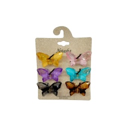 Hair Clips 6pk. Butterflies Ass't Colours Natasha