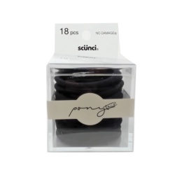Hair Elastics 18pk. Black Scunci