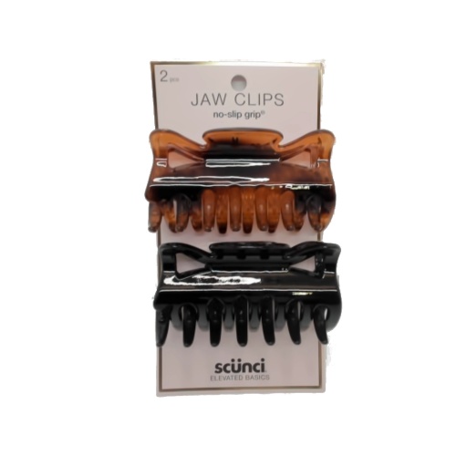 Jaw Clips 2pk. Black And Brown No-Slip Grip Scunci