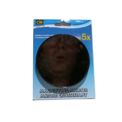 Mirror with 5X magnification and suction cup mounting
