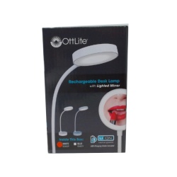 Rechargeable Desk Lamp w/Lighted Mirror Ottlite