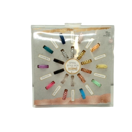 Spiral Style Box 20pcs. Hair Ties Ass't Jewel Tone Scunci
