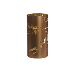 Led Cylinder Glass Stand Bird Bronze 3.54 X 3.54" X 7.09"