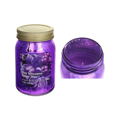 Mason Jar Candle 9.2oz Electroplated Lilac Blossoms 3 Dia X 5 H