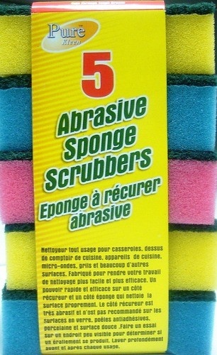 Sponge abrasive scrubbers 5 pack Assorted colours