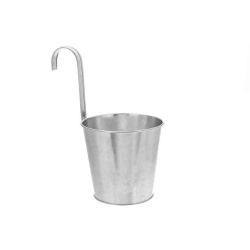 Metal Round Planter With Hook Large 5.7 Dia X 10