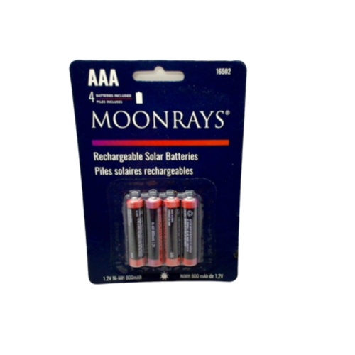 Rechargeable Solar Batteries AAA 4pk Moonrays