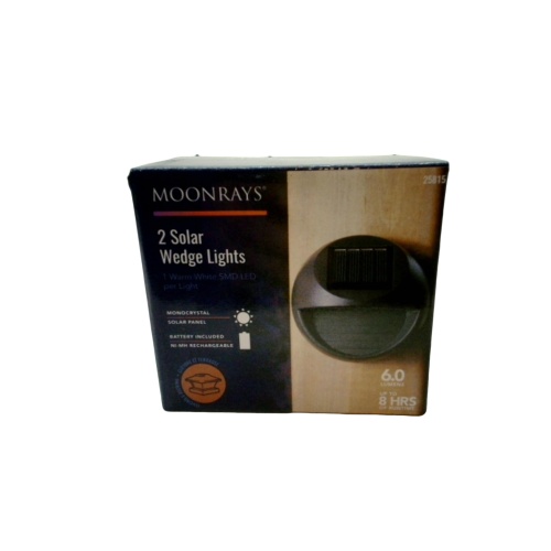 Solar Wedge Light 2pk. Black 6 Lumens Moonrays