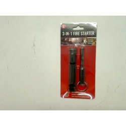3 In 1 Fire Starter Flint Rod & Striker, Whistle, Split Ring Survivor Series