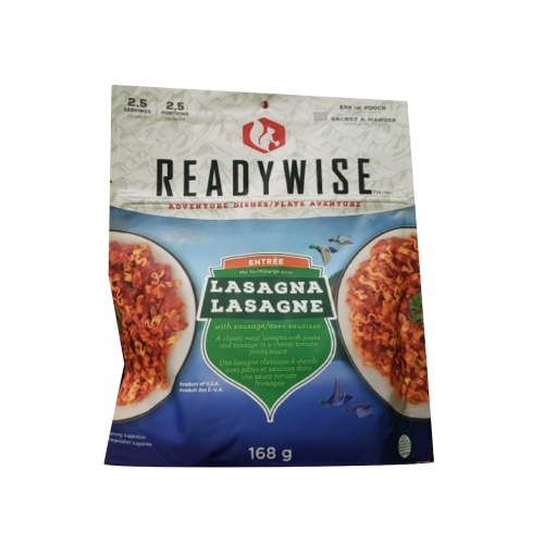 camping food - cheesy lasagna 168g makes 2.5 servings ReadyWise