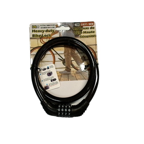 Combination bike lock 12mm heavy duty resettable 2.62 feet 80 cm
