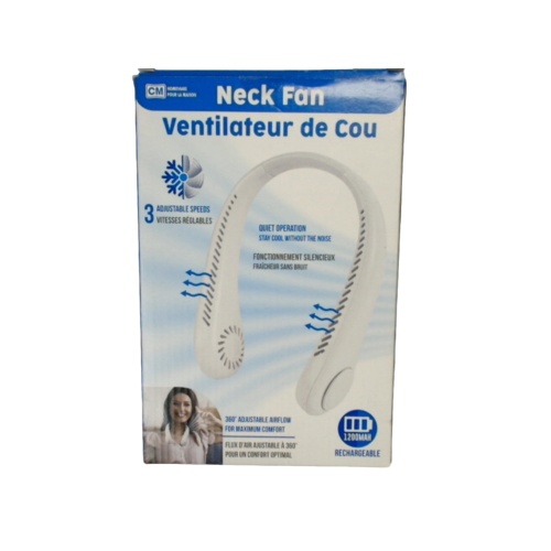 Neck fan - 3 adjustable speeds - quiet operation - rechargable