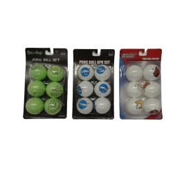 Ping Pong Balls 6pk. Licensed Assorted - each sold individually