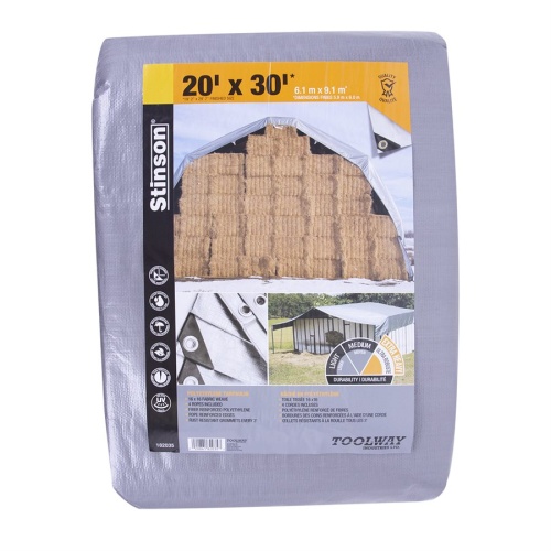 Tarp 20' x 30' footS HD Silver 180GSM 12 Mill 16' x 16' weave