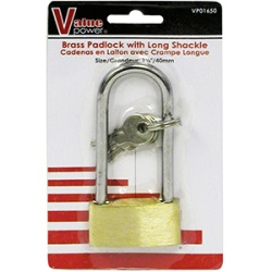 Padlock 40mm/1.5Brass LongShc"