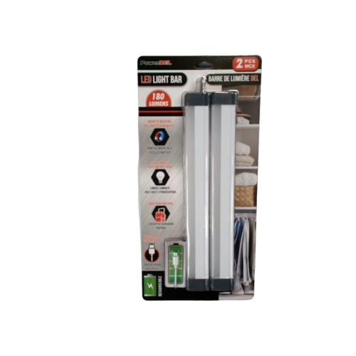 LED light bar 2 pack 180 lumens rechargable - magnetic mount - hang hook - 3 light modes