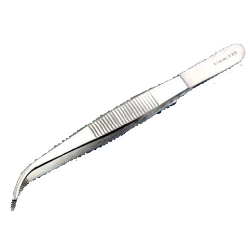 Forceps, medium point, 115mm 4.5, curved, stain