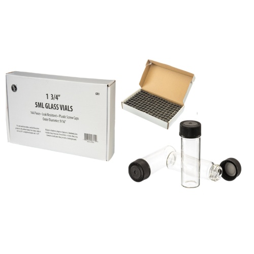 Glass Vial 1-3/4 w/Black Cap Or 12/$3.99